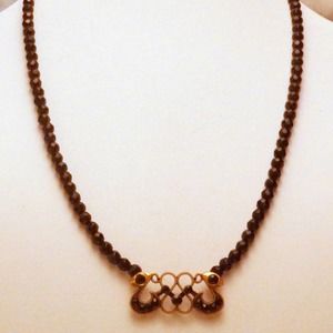 Black glass necklace and rhinestone necklace 1371